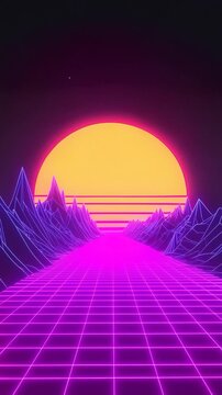 Viaje Infinito al Atardecer Synthwave