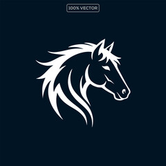 Graceful Horse Head Logo, Luxury Line Art Design Illustration