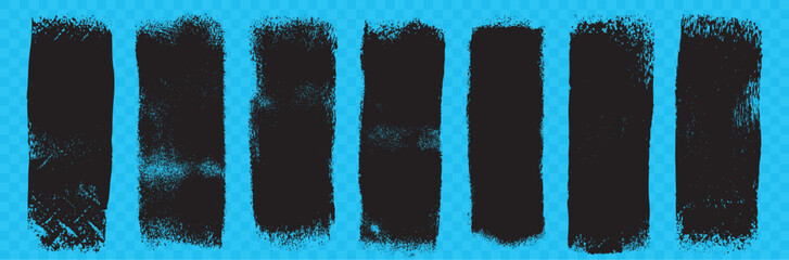 Vector set featuring roller paint textures with isolated transparent background.