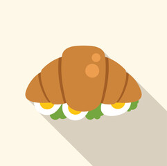 Croissant sandwich with eggs and lettuce creating a healthy breakfast option