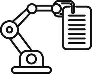 Robotic arm is holding a document, representing automation in document processing and handling