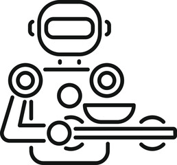 Robot is holding a tray with food, showcasing automated food service in futuristic restaurants