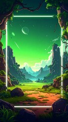 Lush valley framed by glowing light