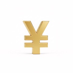 Obraz premium A golden three-dimensional Japanese yen/Chinese yuan symbol,