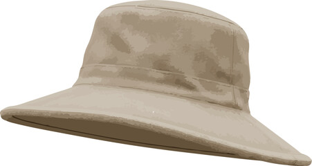 3D vector icon of fisherman&rsquo;s hat with wide brim, realistic fabric texture