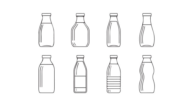 Vector art of milk bottles isolated