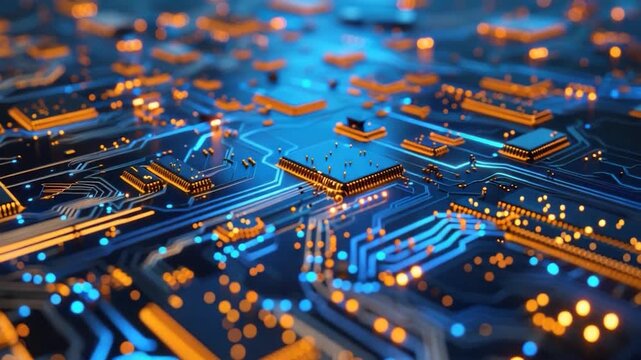 A detailed view of a computer circuit board with various components and wires