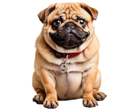 Adorable Pug Smiling with Joy on transparent background with a happy expression and bright eyes - Powered by Adobe