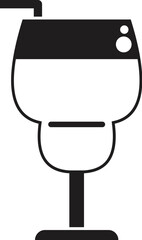 Silhouette of a stemmed glass containing a layered cocktail with a straw, symbolizing celebration and nightlife