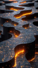 Abstract Glowing Gear:  A Digital Artwork of Intricate, Illuminated, Dark Grey, Mechanical Design