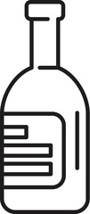 Simple line icon of a wine bottle, emphasizing its label displaying alcohol content and brand markings