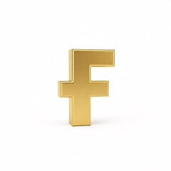 Obraz premium A golden 3D Dutch guilder symbol standing on a white surface,