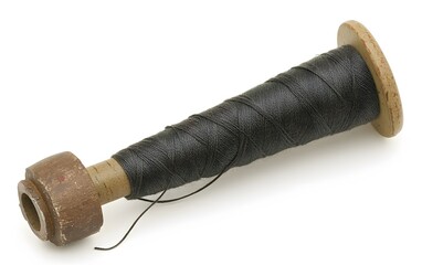 Dark Gray Thread Spools on White Background- Sewing Craft Supplies