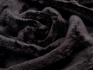 Luxurious Dark Faux Fur Fabric Texture Close Up