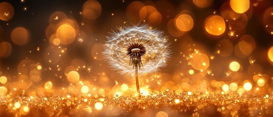 Magical Dandelion Wishes: A Golden Bokeh Dream