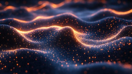 Abstract Glowing Particle Waves: A Digital Art Exploration