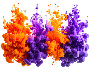 Obraz premium Abstract ink explosion of orange and purple hues