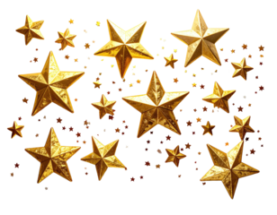 Golden stars scattered on a black background (3)