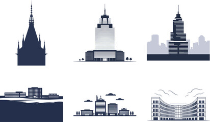 Fototapeta premium Corporate Business Building Silhouette Bundle Set