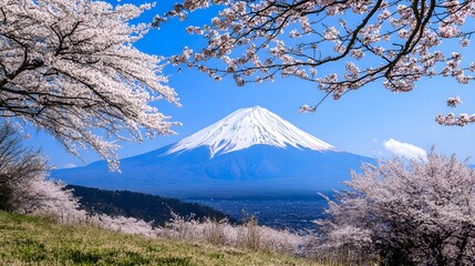 Mount Fuji Springtime View Cherry Blossoms Shizuoka Japan