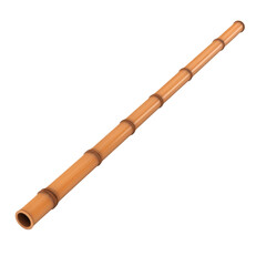 Bamboo flute wooden wind instrument isolated on transparency background traditional natural cylindrical musical calm serene