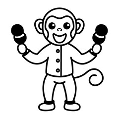 Cheerful cartoon monkey playing maracas a fun and playful illustration for childrens entertainment and design