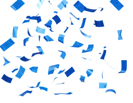Indigo confetti fragments, various shapes, falling
