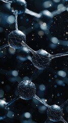 Abstract Molecular Structure: A 3D Rendering of Interconnected Atoms in Deep Blue Hues