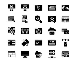 Computer Programming Line Vector Icons