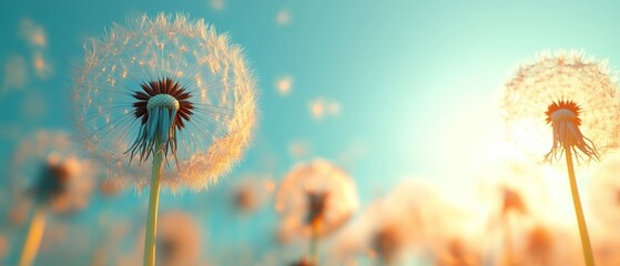 Dandelions in the Sunset: A Serene Summer Scene