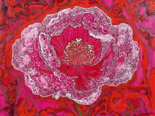 Vibrant Red Poppy Flower Abstract Painting Art
