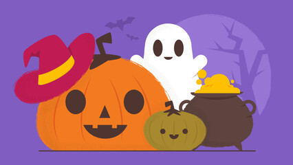 halloween pumpkin and ghost