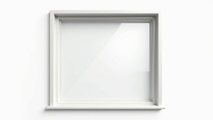 Maqueta de ventana aislada sobre un fondo blanco prístino, que presenta un diseño de marco cuadrado moderno