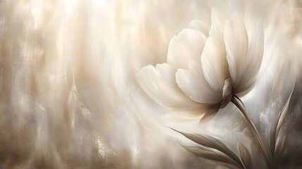 Elegant Creamy White Flower Abstract Painting Art