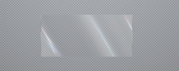 Glass effect, set of mirrors on transparent background, transparent glass showcase, mirror, window. Realistic glossy plate with glare, vector png.   © Александр Боярин