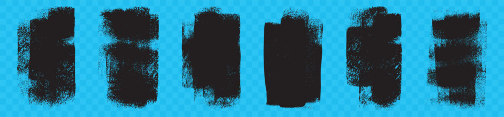 Vector set featuring roller paint textures with isolated transparent background.