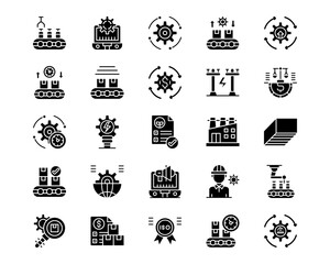 Mass Production Line Vector Icons