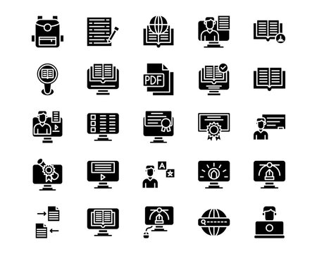 Online Education Line Vector Icons