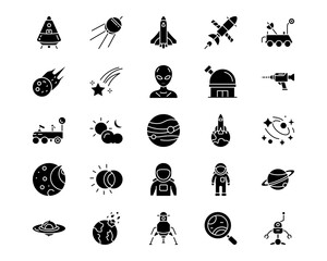 Space Technology Line Vector Icons
