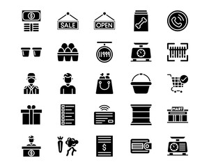 Supermarket Line Vector Icons