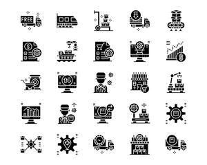 Supply Chain Line Vector Icons