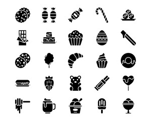 Sweets and Candies Line Vector Icons