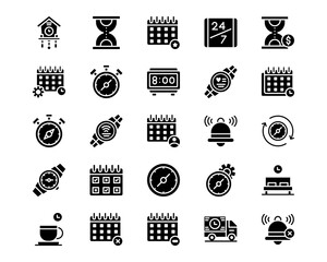 Time and Date Line Vector Icons