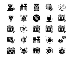 Time and Date Line Vector Icons