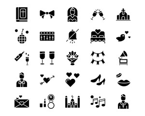 Wedding Line Vector Icons