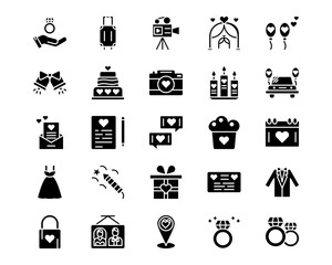 Wedding Line Vector Icons