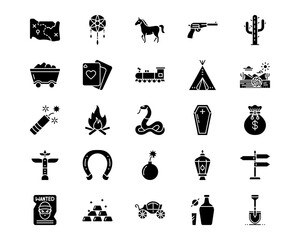 Wild West Line Vector Icons