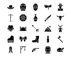 Wild West Line Vector Icons