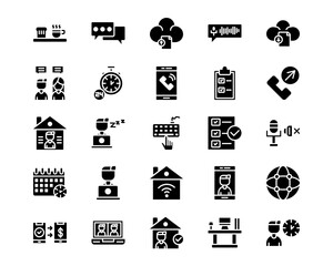 Work from Home Line Vector Icons