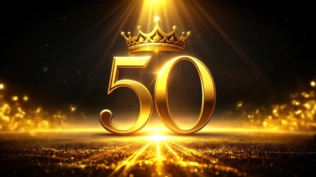 Golden 50th Anniversary Celebration with Crown and Light
